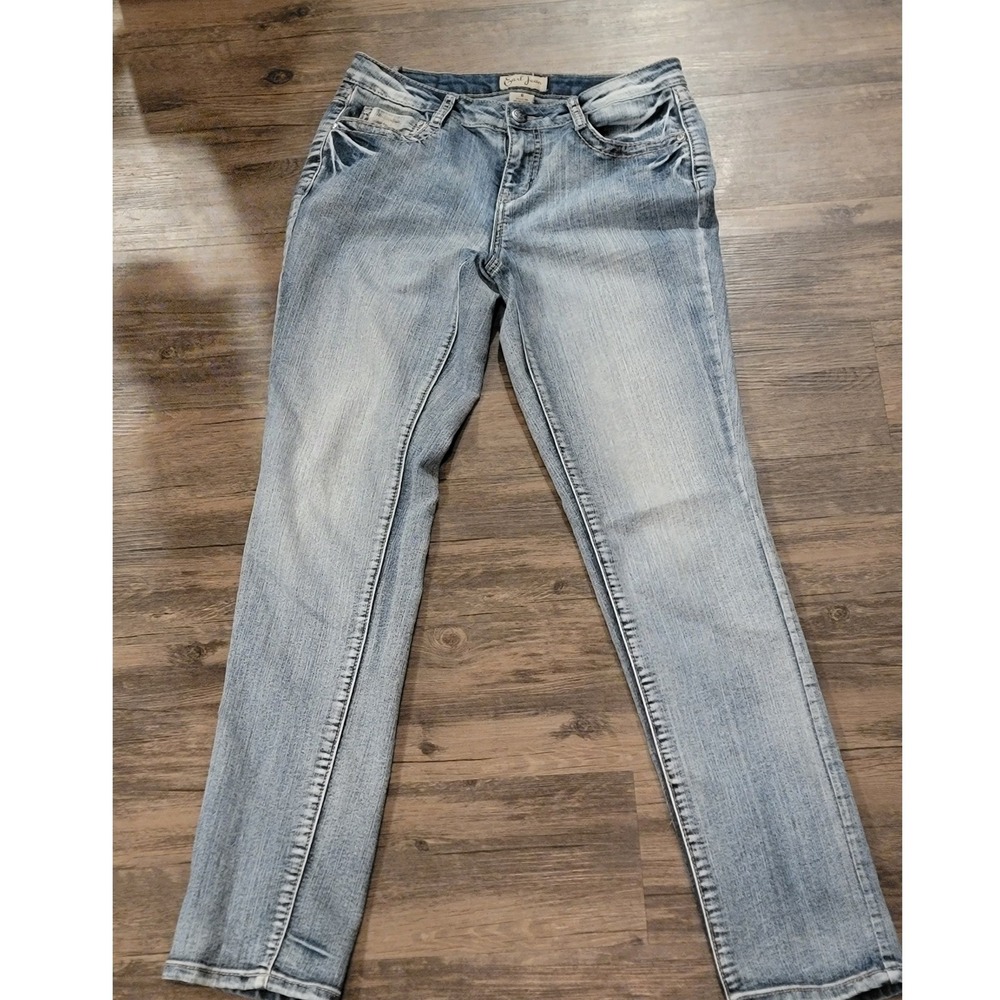 Earl Jean‎ Womens Light Wash Embellished Skinny Jeans Size 6